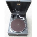 HMV table top Gramophone, black finish case