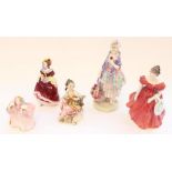 Collection of porcelain figurines to include Royal Doulton Phyllis HN1420, Capodimonte figure of a