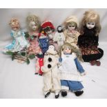 Selection of modern porcelain articulated dolls
