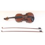 Late C18th Charles and Samuel Thompson of London violin, single piece back with ebony fingerboard,