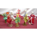 Eight Murano style glass figures of dancing ladies