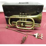 Kitchener & Co. 21 Queen Victoria Street Leeds, brass Cornet in fitted box no 1829, complete with