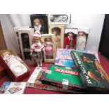 Ten boxed porcelain dolls by various makers including Leonardo Collection, Salco, Angelina and a