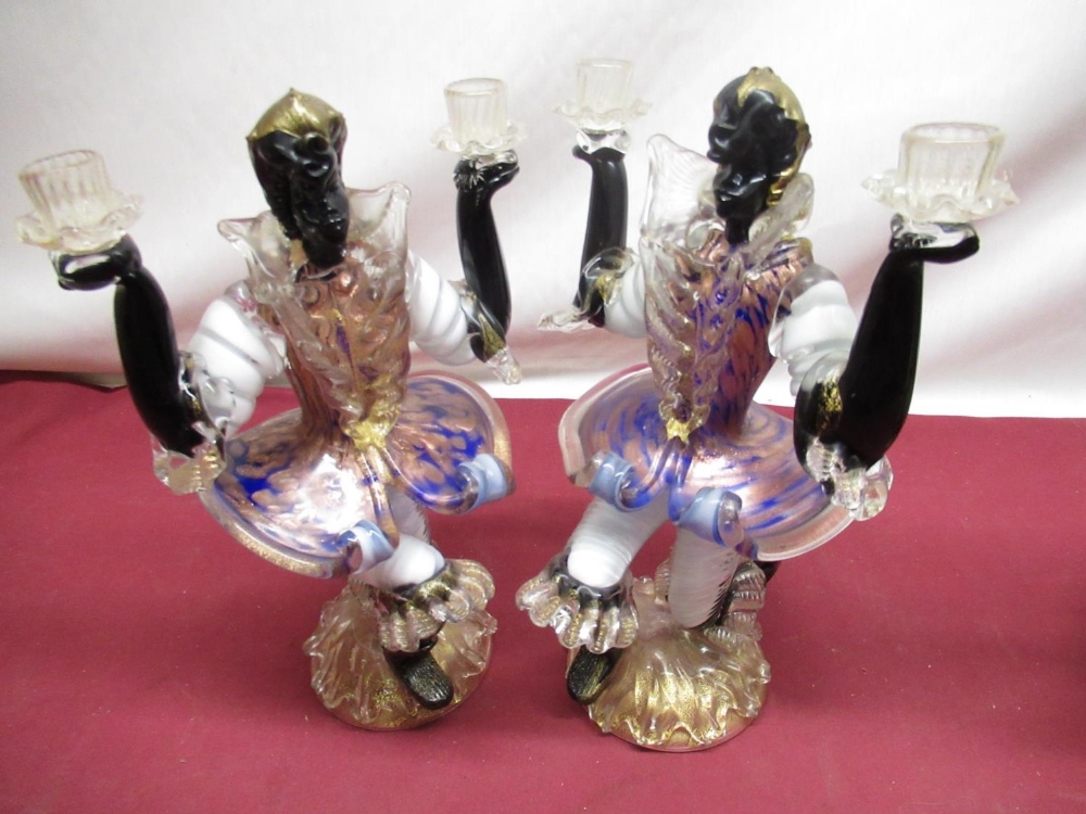 Four Murano style blackamoor twin candle sticks in form of Venetian nobles - Bild 3 aus 3