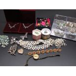 Large collection of costume jewellery including rings, necklaces, brooches, bangles etc.