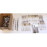 Selection of silver plated and steel cutlery to include Community Hampton Court pattern set for six