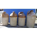 Four Earthenware large flagons with three sizes and an three-gallon jug