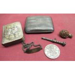 Geo.V silver cigarette box with engine turned decoration Birmingham 1921, Edw.VII silver fronted