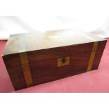 Late Victorian figured walnut brass bound writing box, fitted interior with inset purple velvet