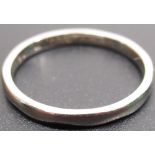 18ct white gold plain wedding band, stamped 18, size L1/2, 2.2g