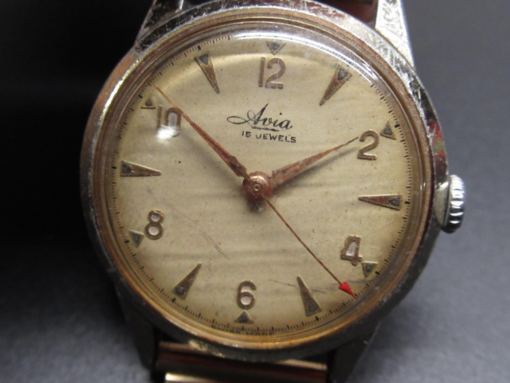 Rotary, 1950's hand wound sports wrist watch, silver dial set with Arabic numerals and dot minutes - Bild 3 aus 5