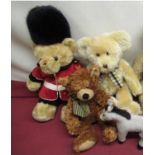 Vintage blonde plush Teddy Bear, Keeltoys souvenir Guards bear, one other bear and a Gund (4)