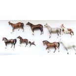 Large group of Beswick horses all damaged and in need of restoration, including, swish tail mare