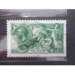 George V, £1 seahorse stamp (sg109) faint postmark