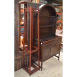 C20th oak Dutch type dresser, arched top above three cupboards on angular supports, W93cm D44cm