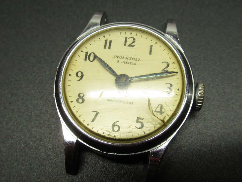 Rotary, 1950's hand wound sports wrist watch, silver dial set with Arabic numerals and dot minutes - Bild 4 aus 5