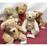 Elmar gold plush jointed teddy bear, with original name tag and label H31cm, George ginger plush