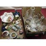 Large selection of ceramics and glassware including a Schafer and Vater Art nouveau clock garniture,