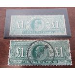 Edward VII, unused £1 stamp (sg97) and used £1 stamp (sg97) (2)