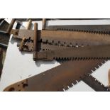 Collection of 9 forestry cross-cut saws