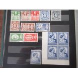George VI, selection of unused stamps including block of 4 with margin 1948 £1 (14)