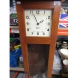 1950's Gents of Leicester Pul-Syn-Etic electric master clock, beech case with full length glazed