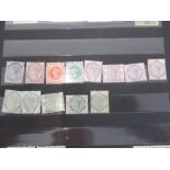 Victoria, group of 13 unused stamps ranging from halfpenny to one shilling (sg52 blue, 57, 71, 71