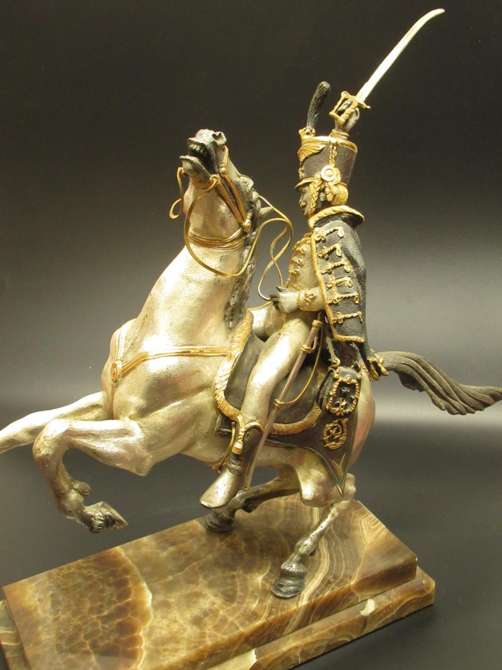 Capo-di Monte bronzed and silvered model of a mounted Officer, 'Imperial Russian Guard' ltd.ed 13/ - Bild 3 aus 5