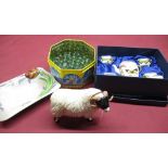 Border Fine Arts Pottery Company "Blackfaced Ram" numbered A4603, Clarice Cliff trinket tray, with