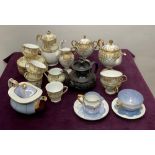 Noritake cream and gold four place coffee set including cups, saucers, coffee pot and milk jug, a