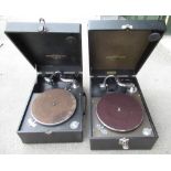 Two Columbia table top Gramophones, black finish cases (2)