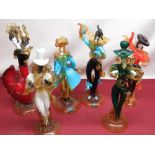 Six Murano style dancing ladies incl Venetian glass company figures