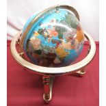 Polished hardstone type Terrestrial globe on gilt metal stand, H45cm