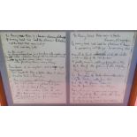 Cheryl Baker Collection - original photocopy of the handwritten lyrics for The Beatles Penny Lane,