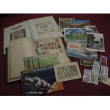 Vintage stamp albums, Brooke Bond tea albums, tea cards, cigarette cards, WWI silk postcard and