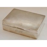 Geo.V period hallmarked silver cigarette box, with engine turned decoration to lid, monogrammed
