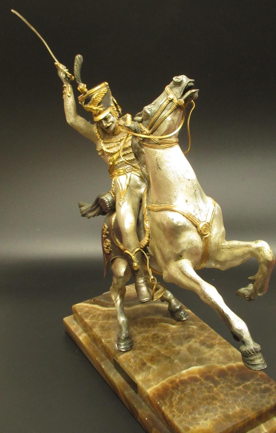 Capo-di Monte bronzed and silvered model of a mounted Officer, 'Imperial Russian Guard' ltd.ed 13/