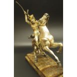 Capo-di Monte bronzed and silvered model of a mounted Officer, 'Imperial Russian Guard' ltd.ed 13/