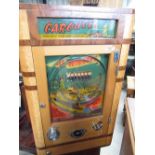 1950s Parkers Automatic maple and walnut cased Penny in the Slot Alwin flicker Carousel machine,