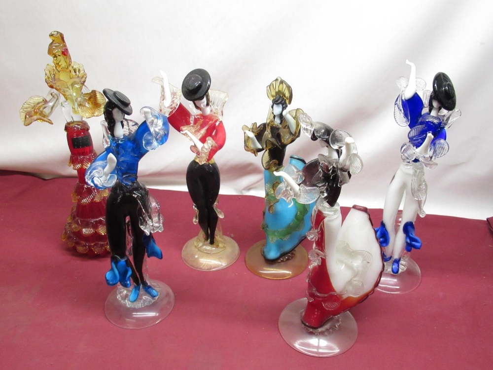 Six Murano style glass figures of dancing ladies