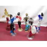 Six Murano style glass figures of dancing ladies