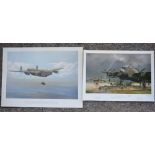 2 unframed high quality prints: "Tallboy away" by Maurice Gardner, unsigned. Size 70x51.2cm "Bombing
