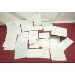 Collection of letters and signatures inc. Leon Uris signature on card paper, letter from Barry