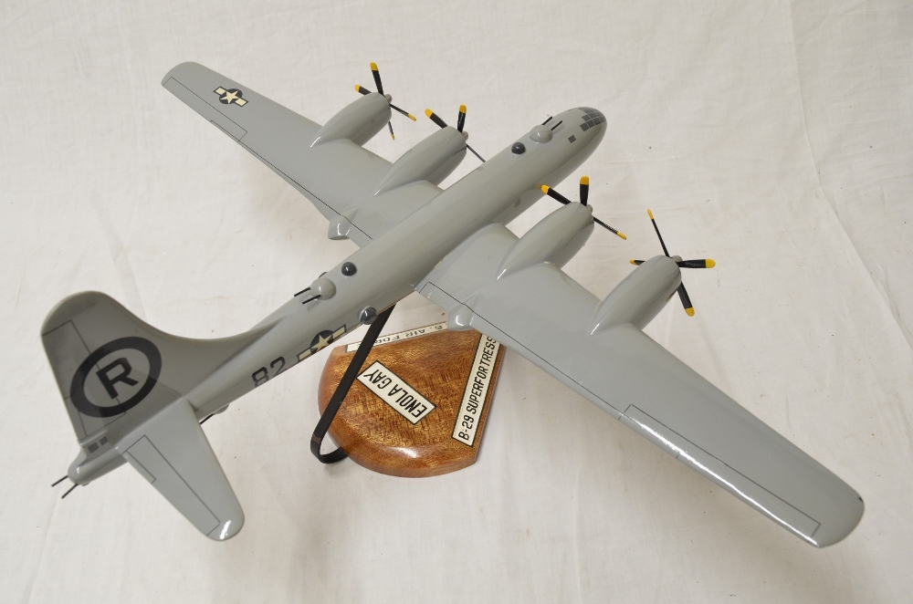 Hand crafted wooden mahogany model of US AAF B29 super fortress Enola Gay the atomic bomber by - Image 4 of 4