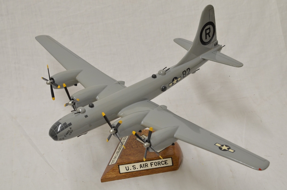 Hand crafted wooden mahogany model of US AAF B29 super fortress Enola Gay the atomic bomber by - Image 2 of 4