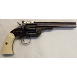 Schofield rep bb .177 air revolver pistol with white plastic grips SN:17J11561