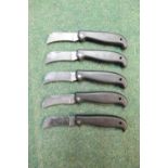 Five as new Sheffield made pruning knives with plastic handles (5)