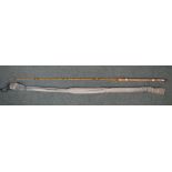 Vintage split cane boat rod. Overall length 158cm