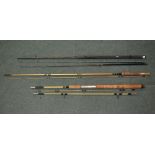 3 fishing rods: A Silstar X-Citer 3859-330 GR 3 piece 3.3m match rod. Good used condition. An