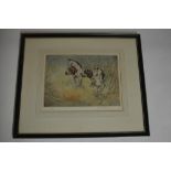 A framed limited edition print (74/150) of 2 Gundogs by Henry Wilkinson and signed in pencil by